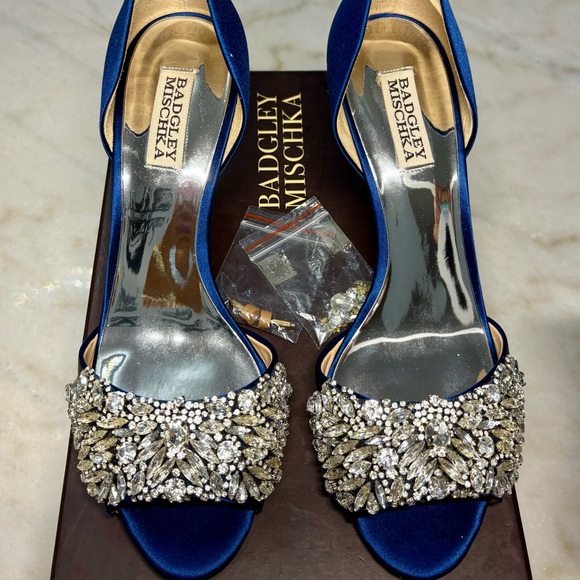 Badgley Mischka Women's Blue Embellished Heels - Picture 3 of 5
